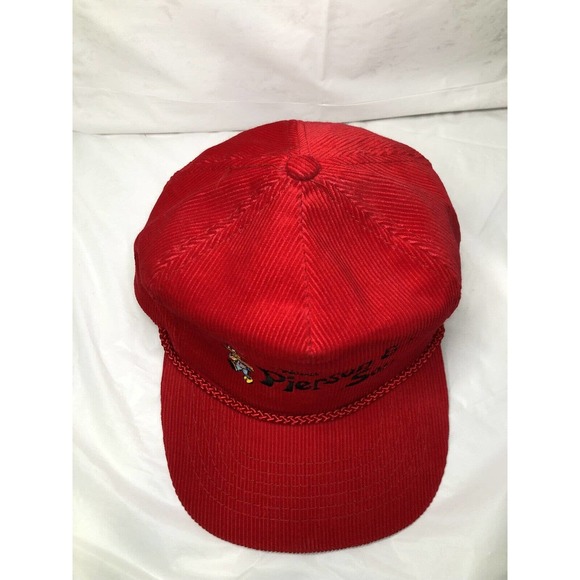Vintage Corduroy Red Zip Back Hat Woody Woodpecker Embroidered Otto Cap - Picture 10 of 13